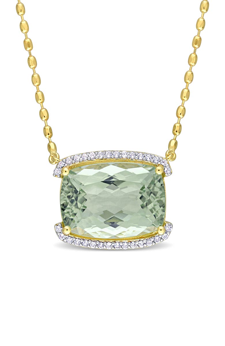 DELMAR Cushion Cut Green Quartz & White Topaz Necklace, Main, color, Green