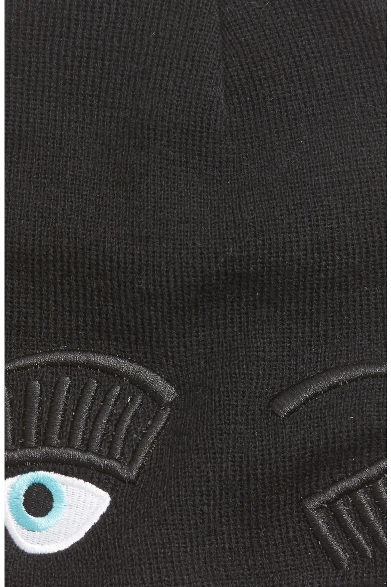 Winking Knit Beanie, Alternate, color, BLACK