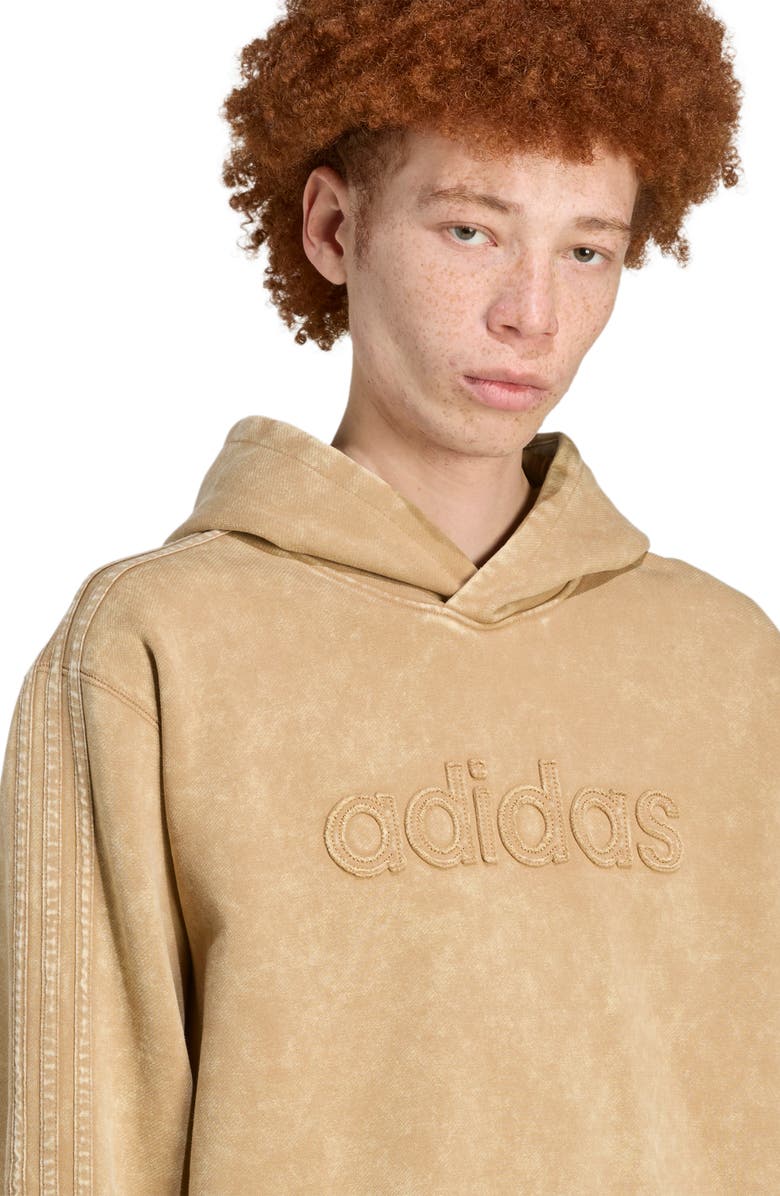 adidas Washed Cotton Blend Hoodie, Alternate, color, Cardbo