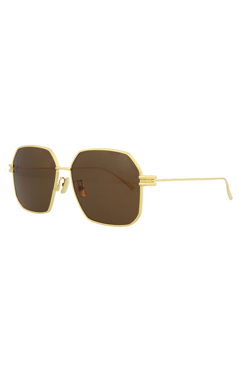 Bottega Veneta 58mm Square Sunglasses, Alternate, color, Gold Brown