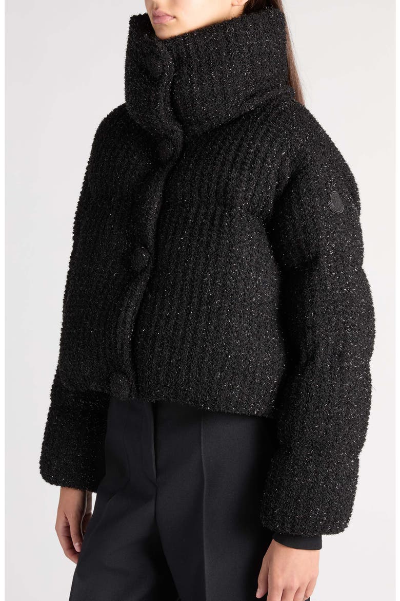 Almee Metallic Tweed Puffer Jacket, Alternate, color, BLACK
