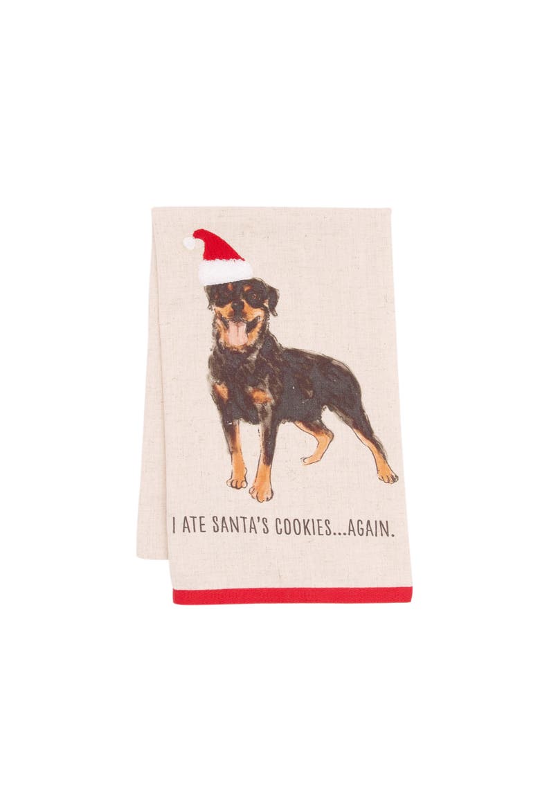 Ate The Cookies Rottweiler Pet Christmas Towel, Main, color, Brown