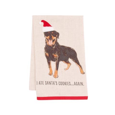 Ate The Cookies Rottweiler Pet Christmas Towel
