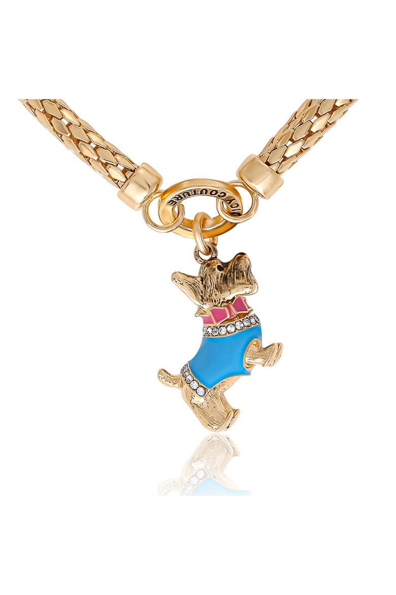 Double Chain Bracelet with Blue Dog Charm, Alternate, color, Gold Tone