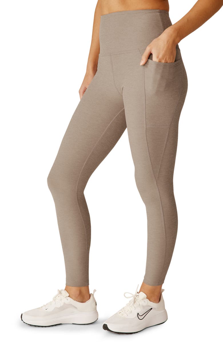 Beyond Yoga Everyday Space Dye High Waist Pocket Leggings, Alternate, color, Birch Heather