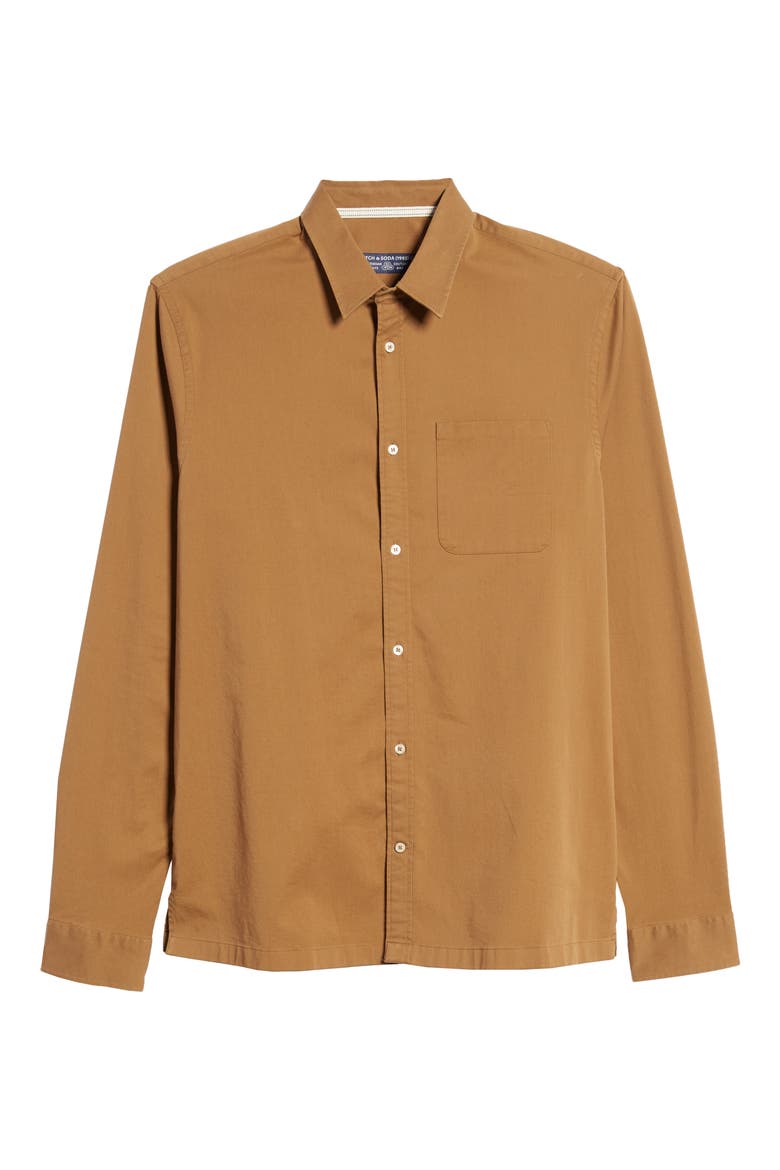 Regular Fit Stretch Twill Button-Up Shirt, Alternate, color, PECAN