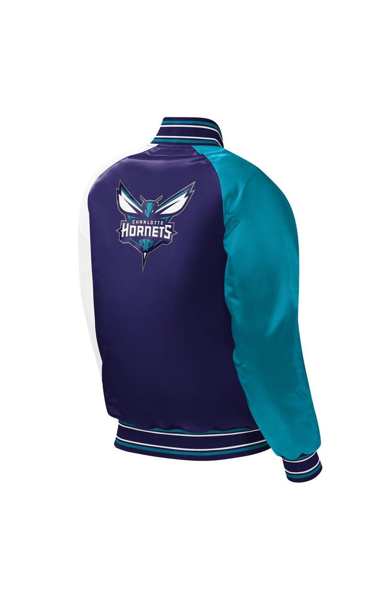 STARTER Youth Starter Purple Charlotte Hornets Raglan Full-Snap Varsity Jacket, Alternate, color, 