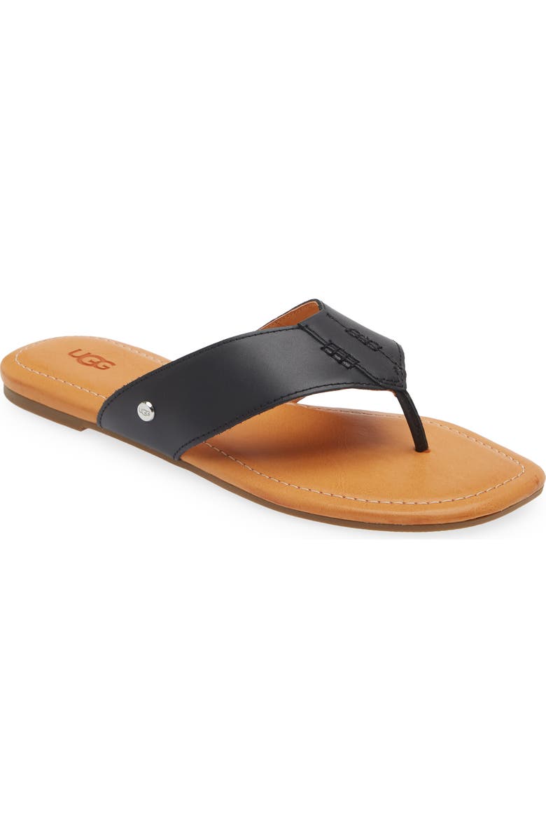 UGG<sup>®</sup> Carey Leather Flip Flop, Main, color,