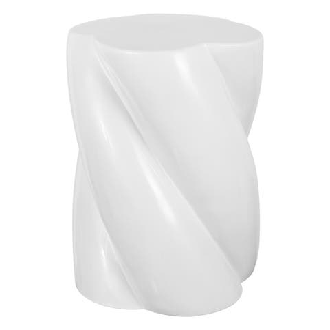 Yves 18" Modern Minimalist Rope Twist Ceramic Indoor-Outdoor Garden Stool