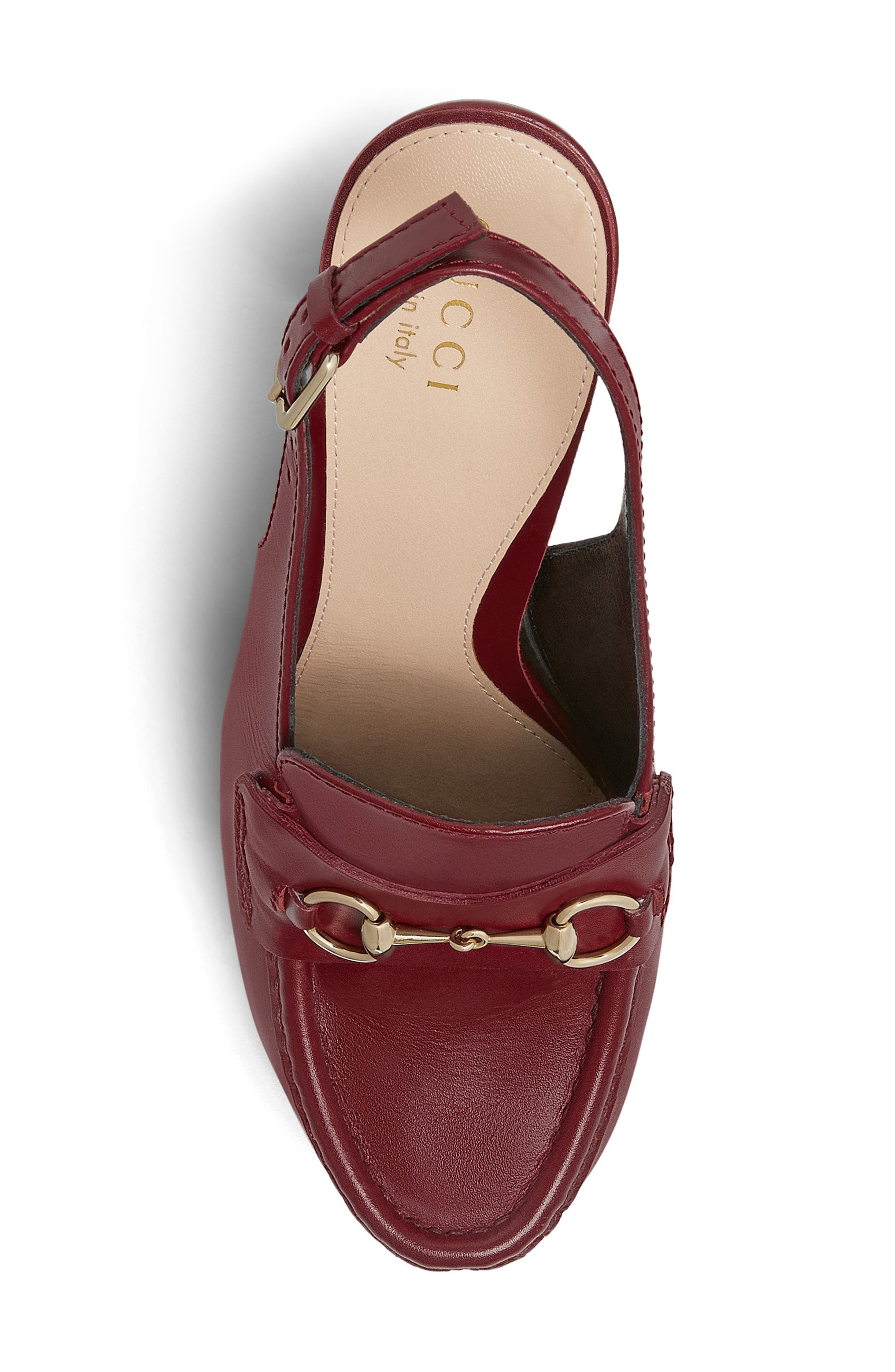 Gucci Horsebit Platform Slingback Loafer Pump, Alternate, color, Rosso Ancora
