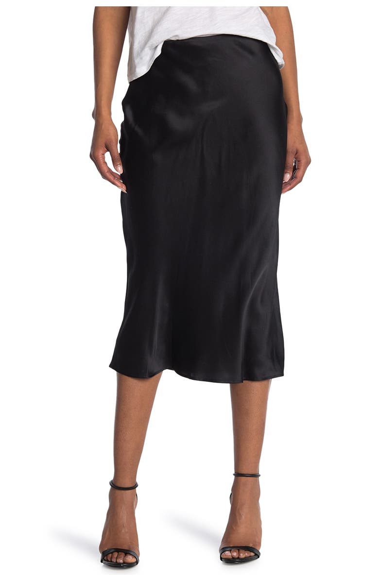 L'AGENCE Perin Bias Cut Silk Satin Midi Skirt, Main, color, 
