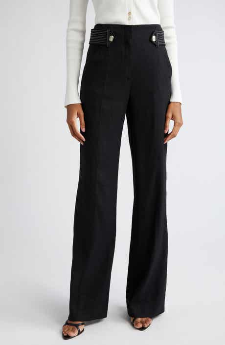 Sunny Button Tab Linen Blend Wide Leg Pants