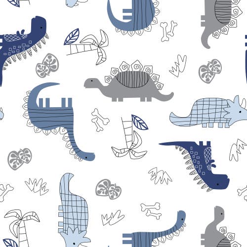 Lambs & Ivy Baby Dino 100% Cotton Dinosaur Fitted Crib Sheet In Blue