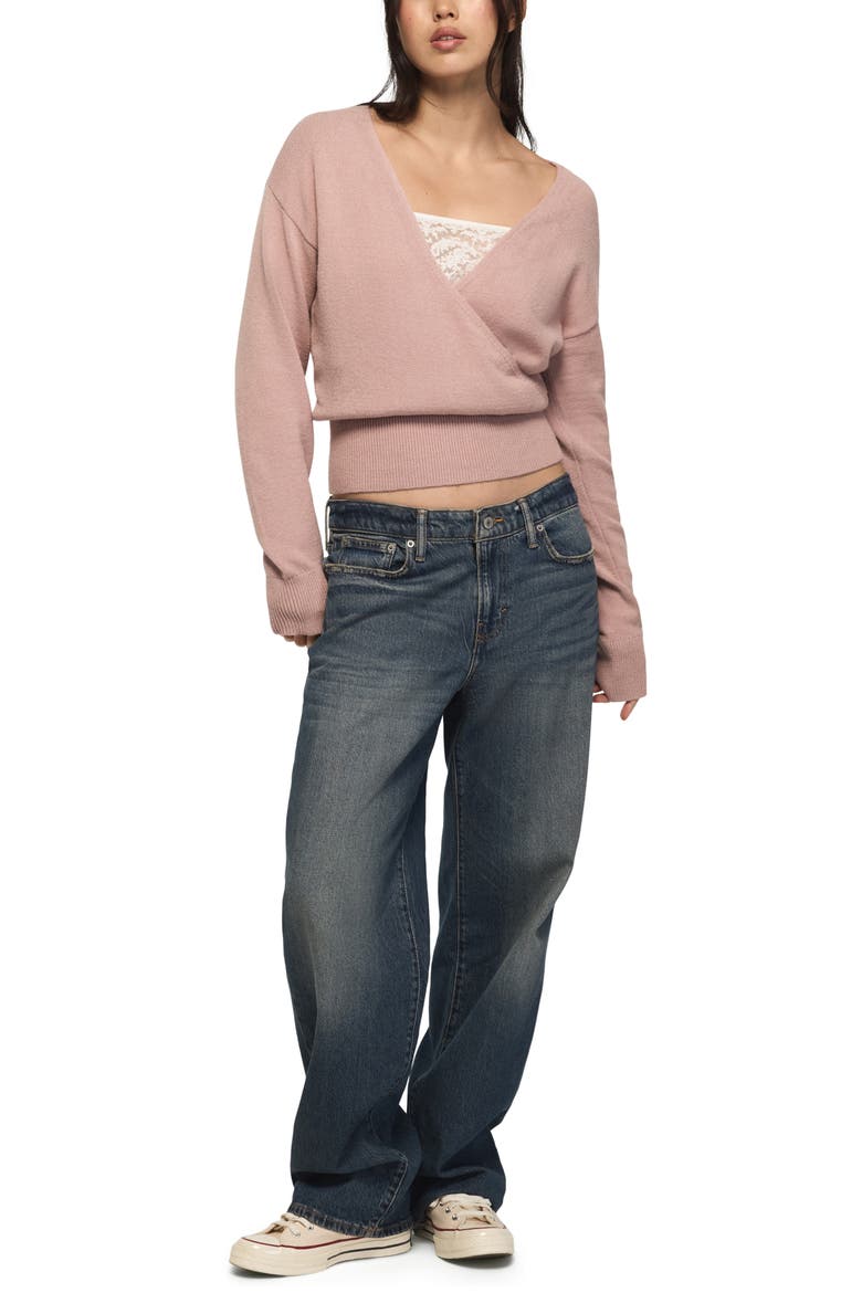 Cloud Soft Surplice Sweater, Alternate, color, ADOBE ROSE