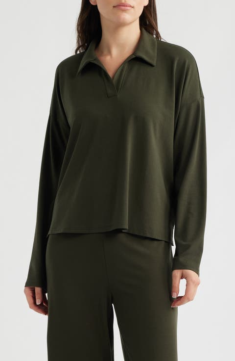 Boxy Henley Jersey Top