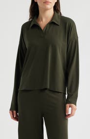 Eileen Fisher Boxy Henley Jersey Top