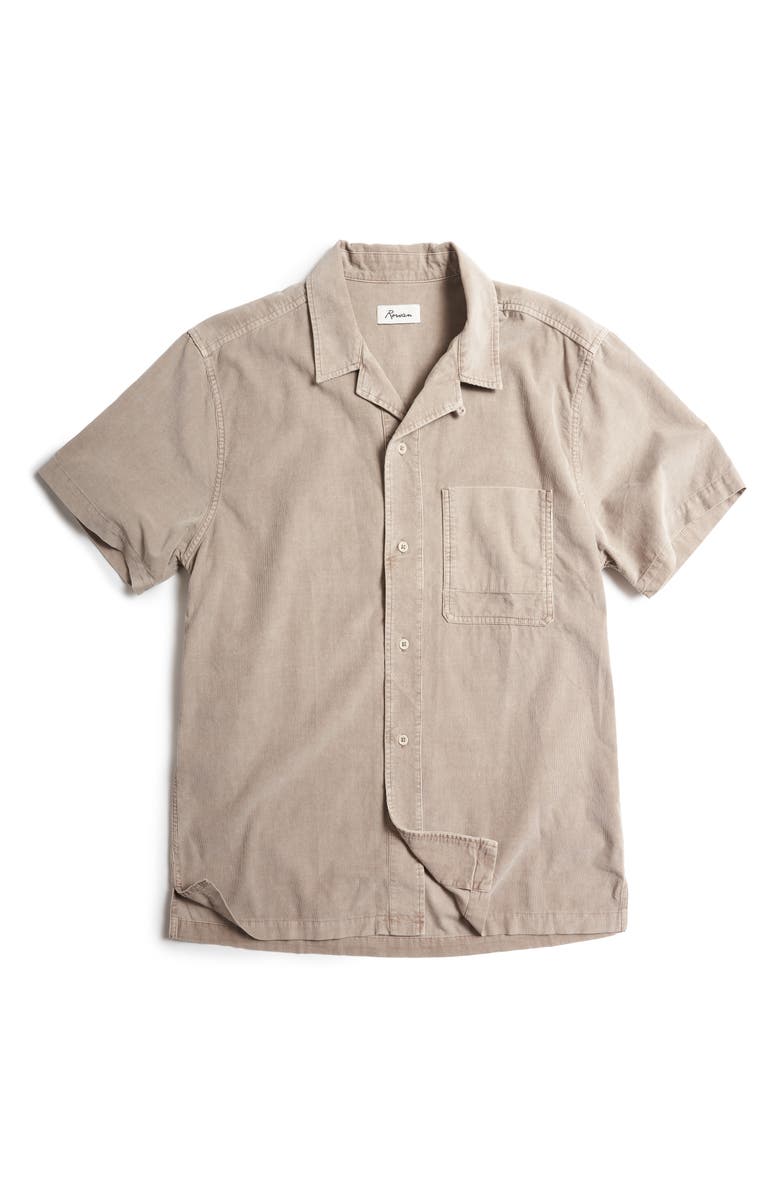 Rowan Zion Cotton Corduroy Short Sleeve Button-Up Shirt, Alternate, color, Stone