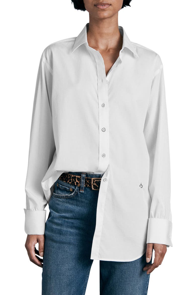 Diana Cotton Poplin Button-Up Shirt, Main, color, WHITE