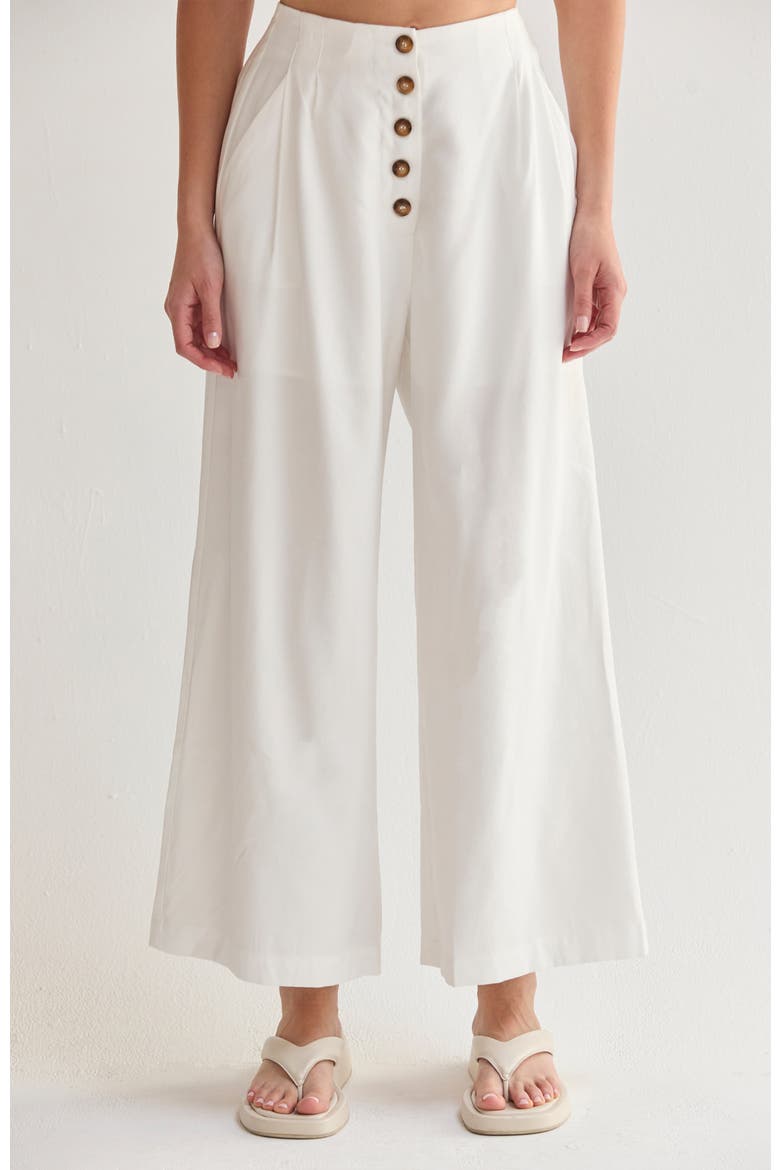 High Waisted Wide Leg Culotte Pants, Main, color, Ivory