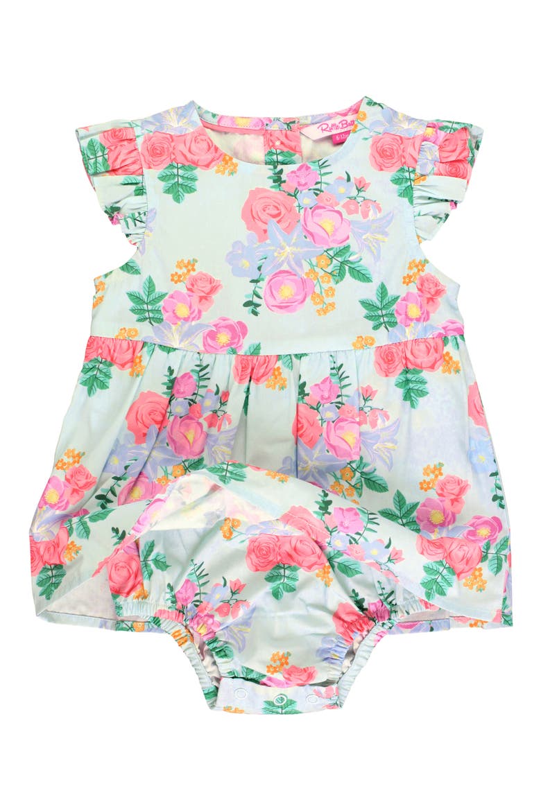 Floral Ruffle Skirted Romper, Alternate, color, GREEN