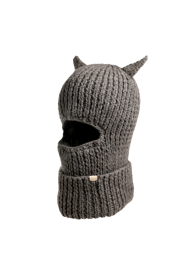Hand Knit Hood With Horns, Main, color, Ash