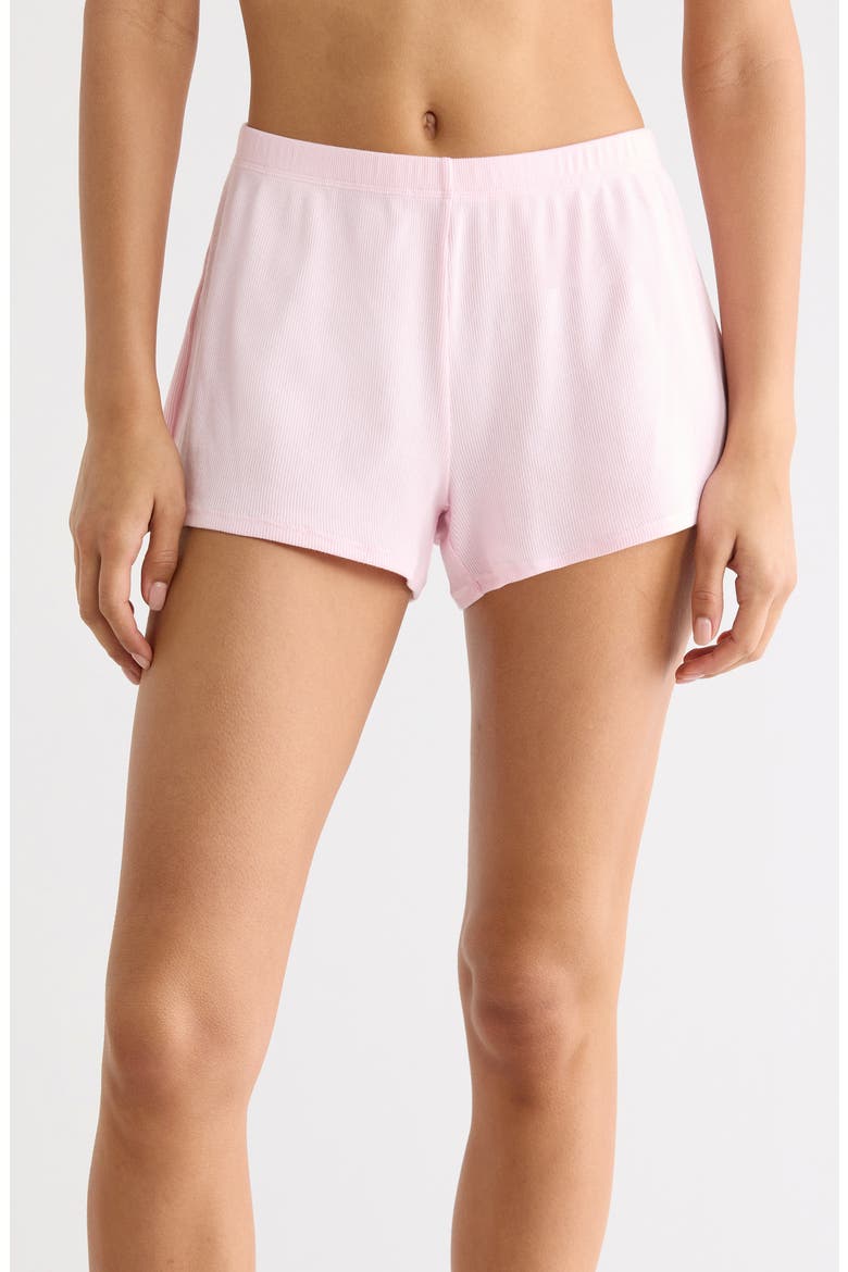 Stretch Cotton Rib Loose Shorts, Main, color, CHERRY BLOSSOM