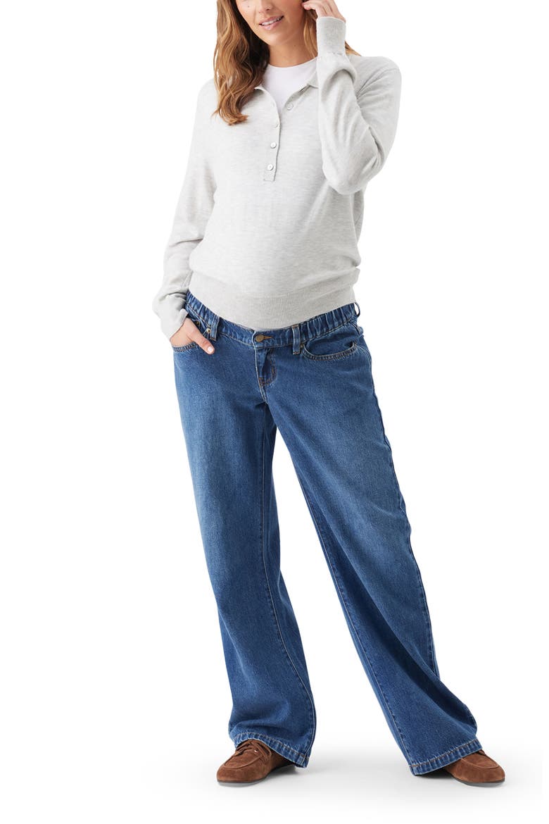 Piper Polo Maternity/Nursing Knit Sweater, Alternate, color, Silver Marle