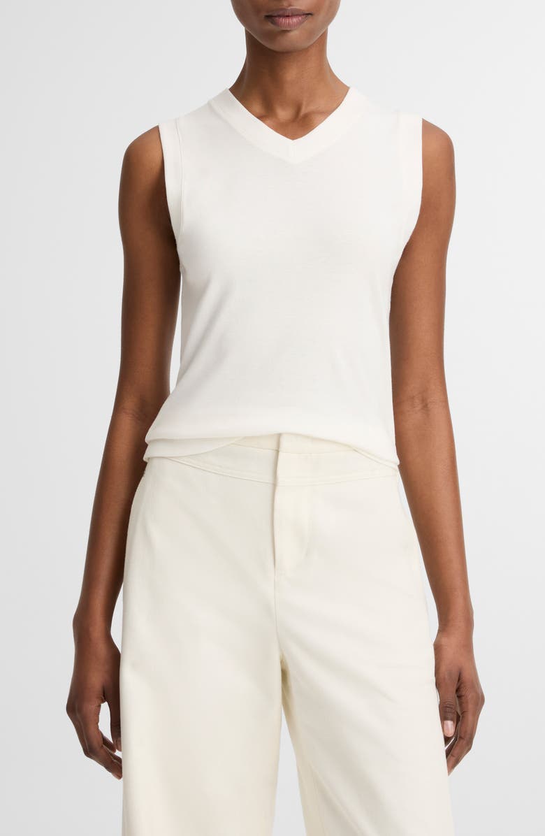 Vince Sleeveless Knit Top, Main, color, Optic White