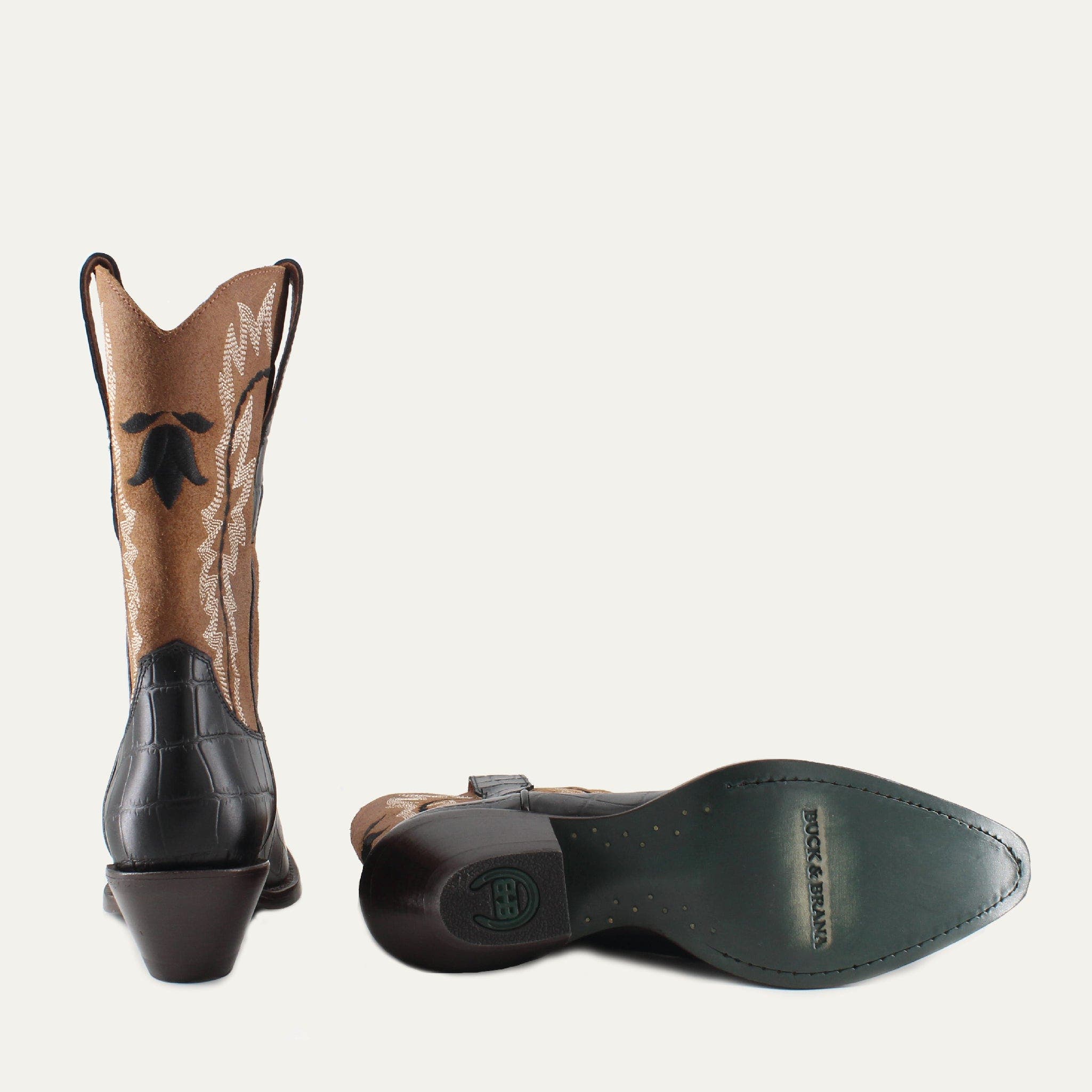 Buck & Brana Bianca Leather Boots, Alternate, color, Black