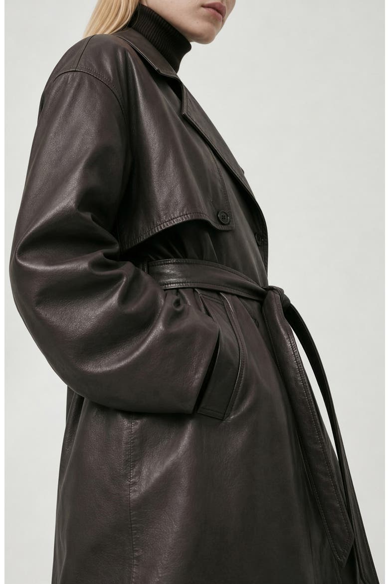 Abby Faux Leather Trench Coat, Alternate, color, COFFEE