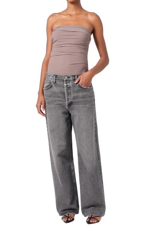 Agolde Gwyneth Strapless Bodysuit In Taupe (dark Sand)