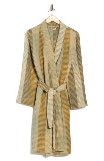 Parachute Plaid Organic Cotton Waffle Weave Robe In Multi