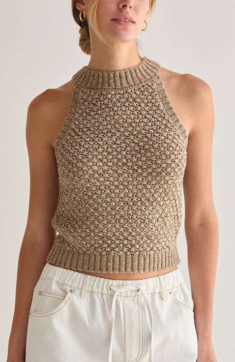 Basket Weave Halter Knit Top