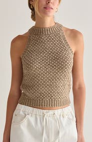 CRESCENT Basket Weave Halter Knit Top