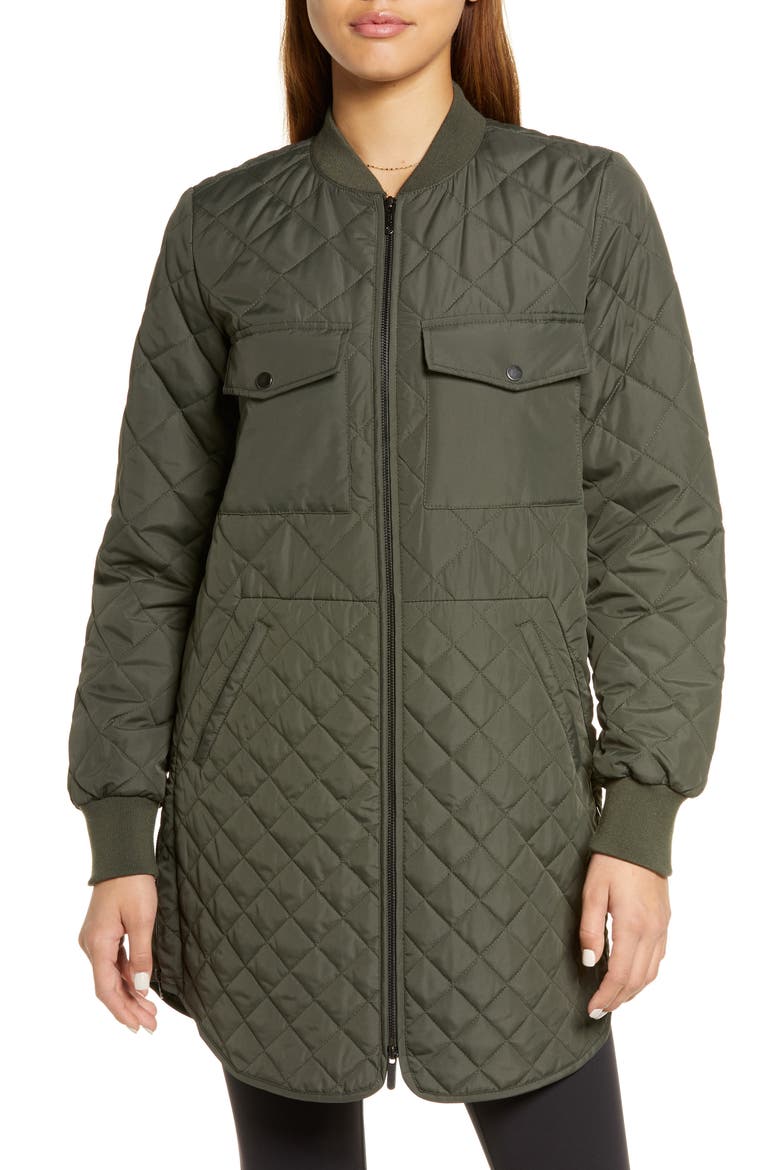 Quilted Recycled Polyester Jacket, Alternate, color, OLIVE