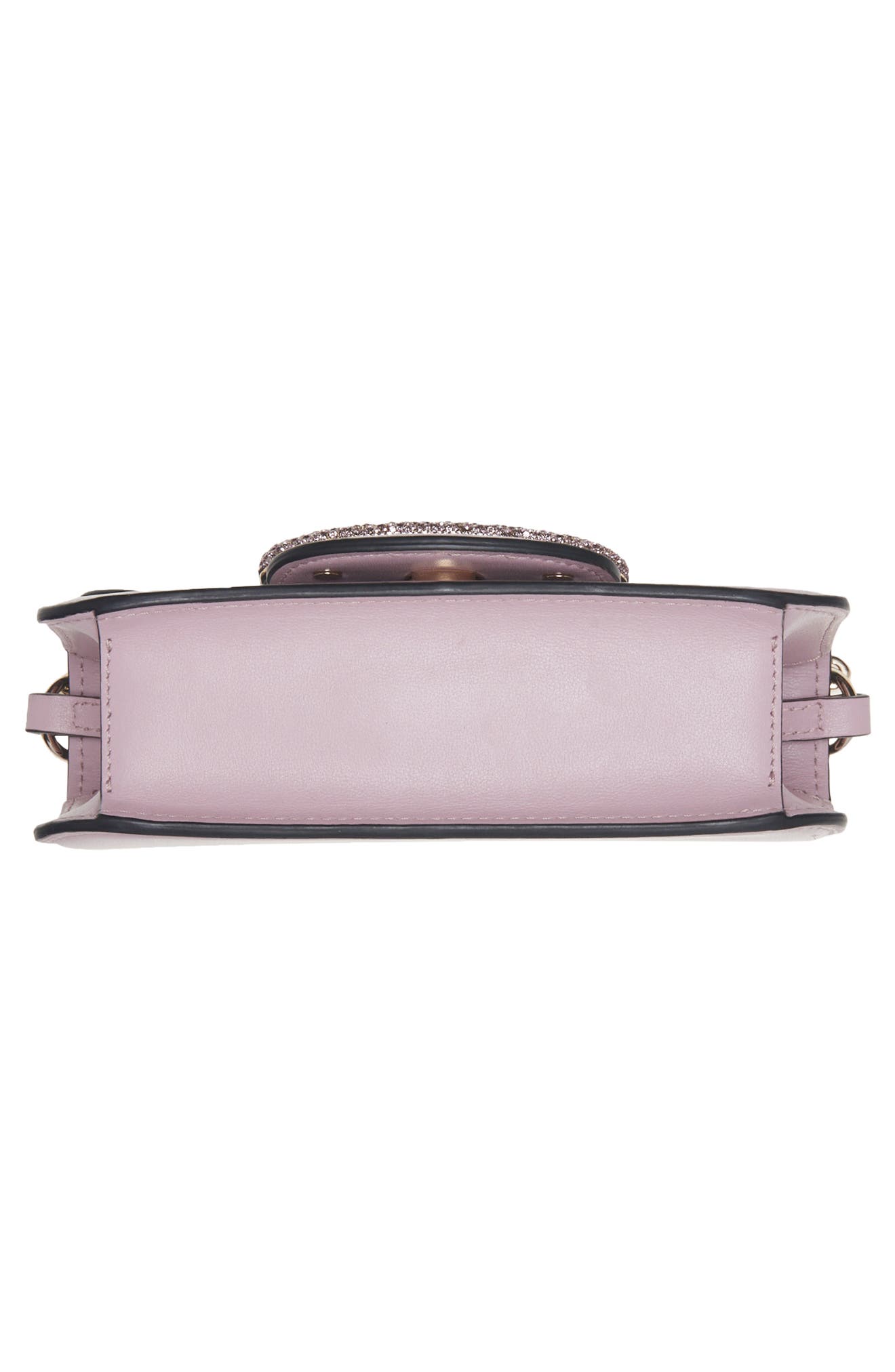 Valentino Garavani Small Locò Crystal Logo Leather Shoulder Bag, Alternate, color, 