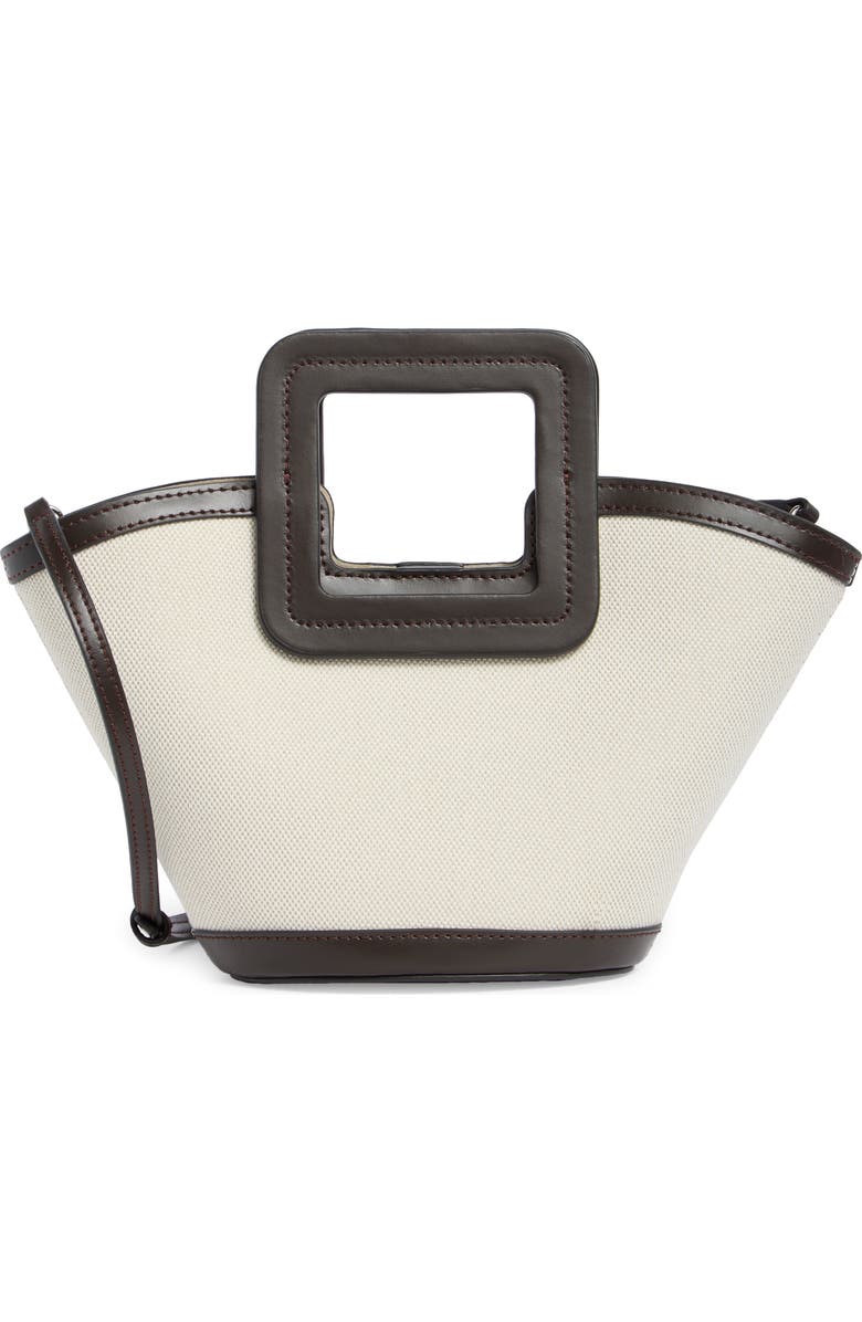 STAUD Mini Shirley Canvas Bucket Bag, Main, color, Natural/ Espresso