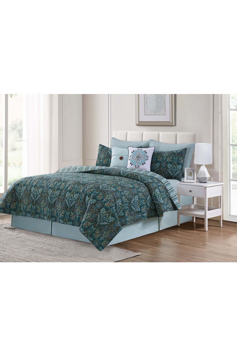 Bailey Blue Quilt Bedding Collection, Main, color, Green