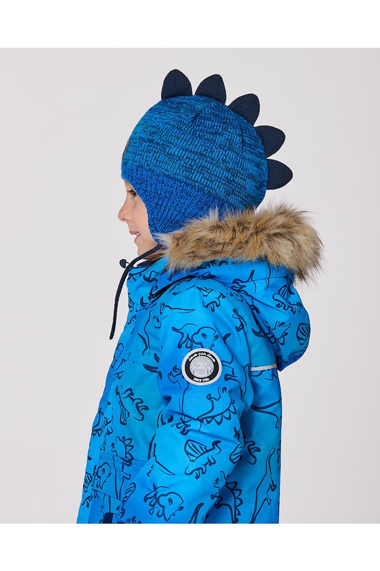 Lined Dino Peruvian Knit Winter Hat with Pompom, Alternate, color, Blue