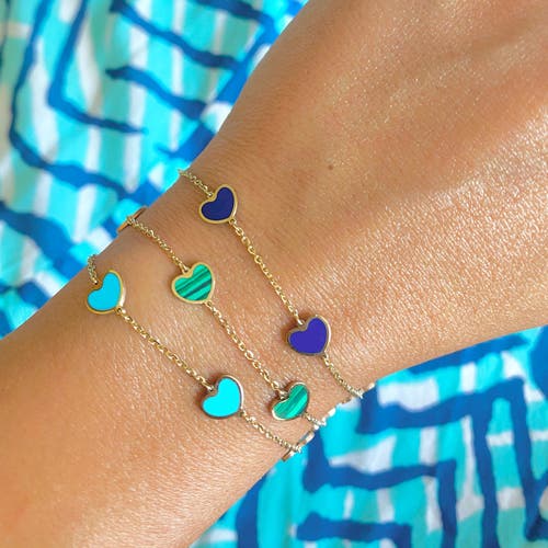 The Lovery Fine Jewelry Turquoise Heart Station Bracelet In Blue