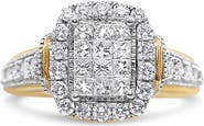 Haus of Brilliance 14K Yellow and White Gold 1.00 Cttw Diamond Cluster Ring