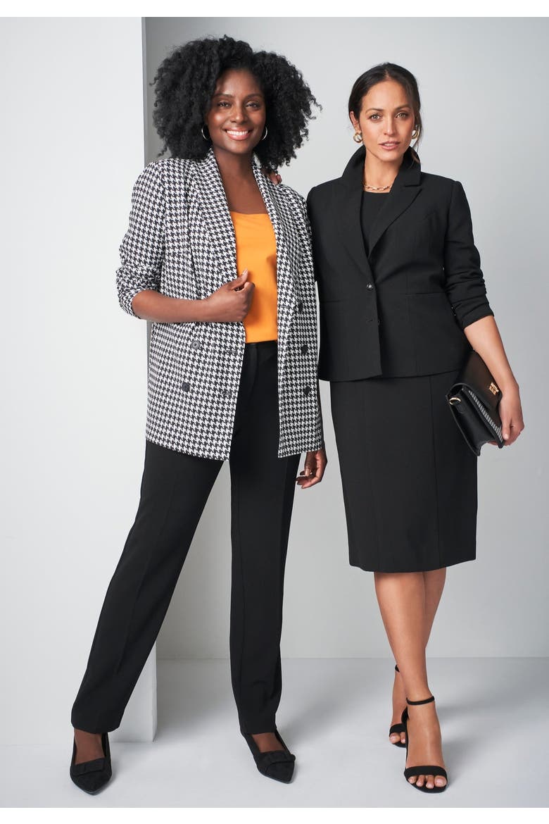 Double-Breasted Stretch Crepe Pantsuit, Alternate, color, NAVY