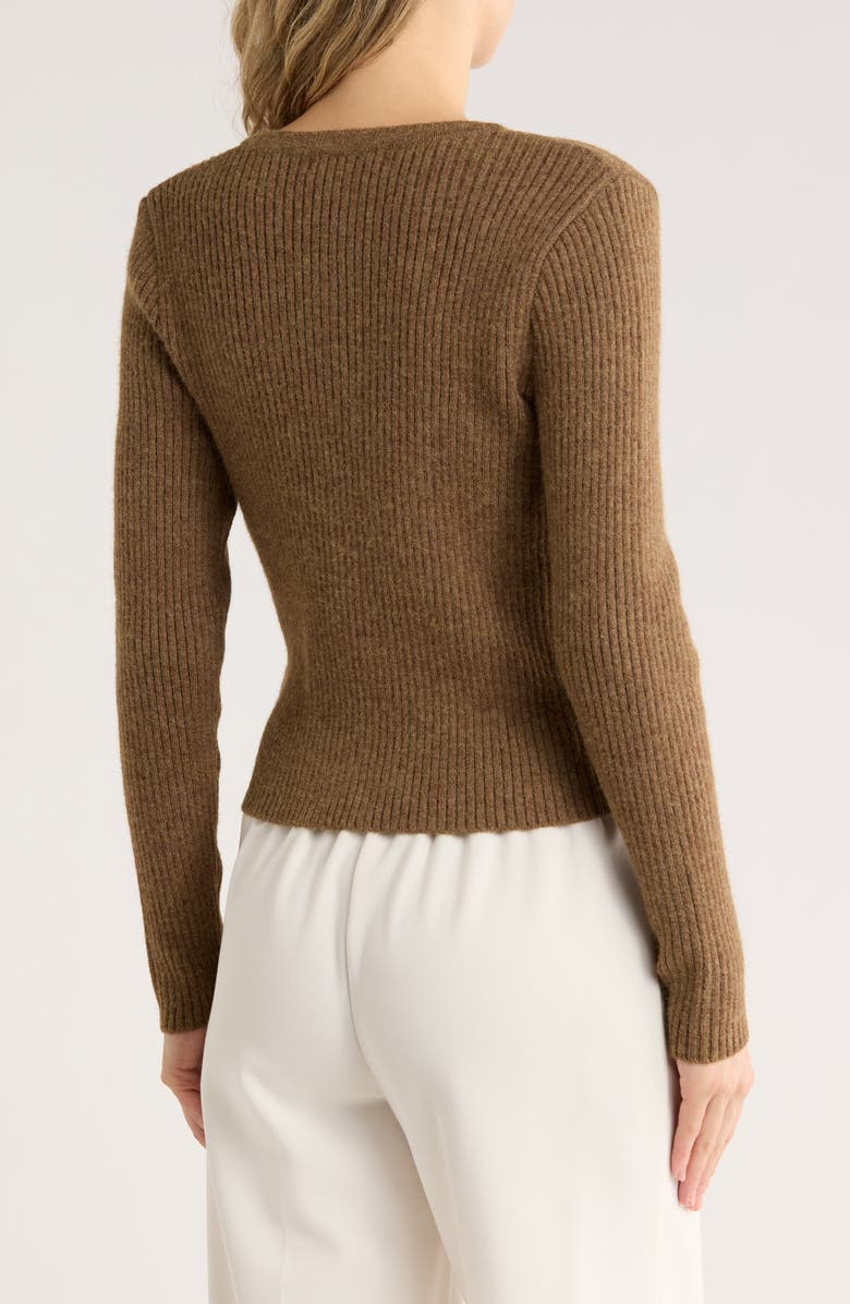 Elodie Cutaway Rib Cardigan, Alternate, color, Dark Olive