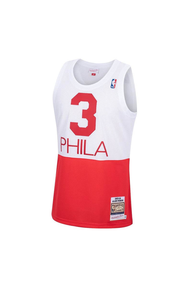 Mitchell & Ness Men's Mitchell & Ness Allen Iverson White Philadelphia 76ers Hardwood Classics Authentic Jersey, Alternate, color,