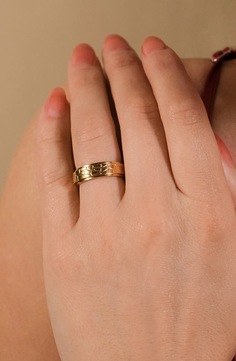 Sterling Forever Textured Spinner Ring, Alternate, color, Gold