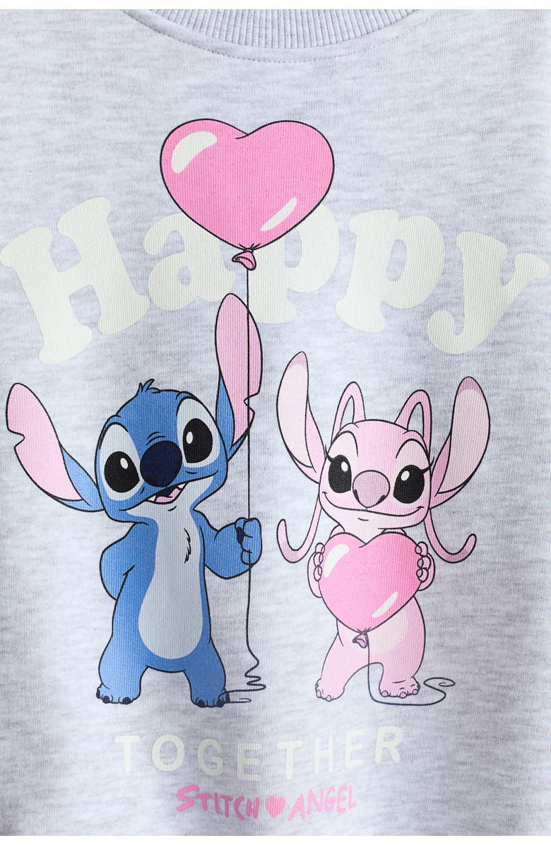 H&M Printed sweatshirt, Alternate, color, Gray Melange/Lilo & Stitch