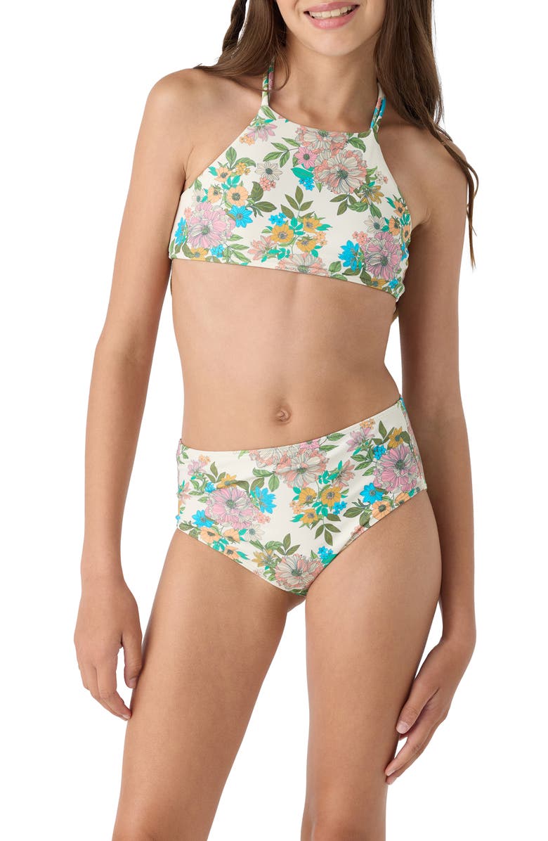 O'Neill Kids' Cara Floral Braided Two-Piece Swimsuit, Main, color, 