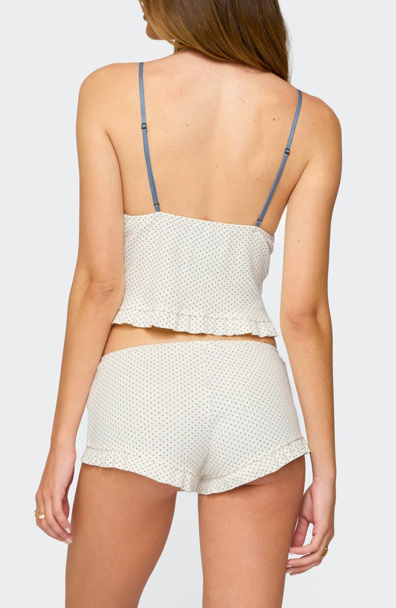 EDIKTED Avalon Polka Dot Pointelle Cotton Camisole, Alternate, color, White