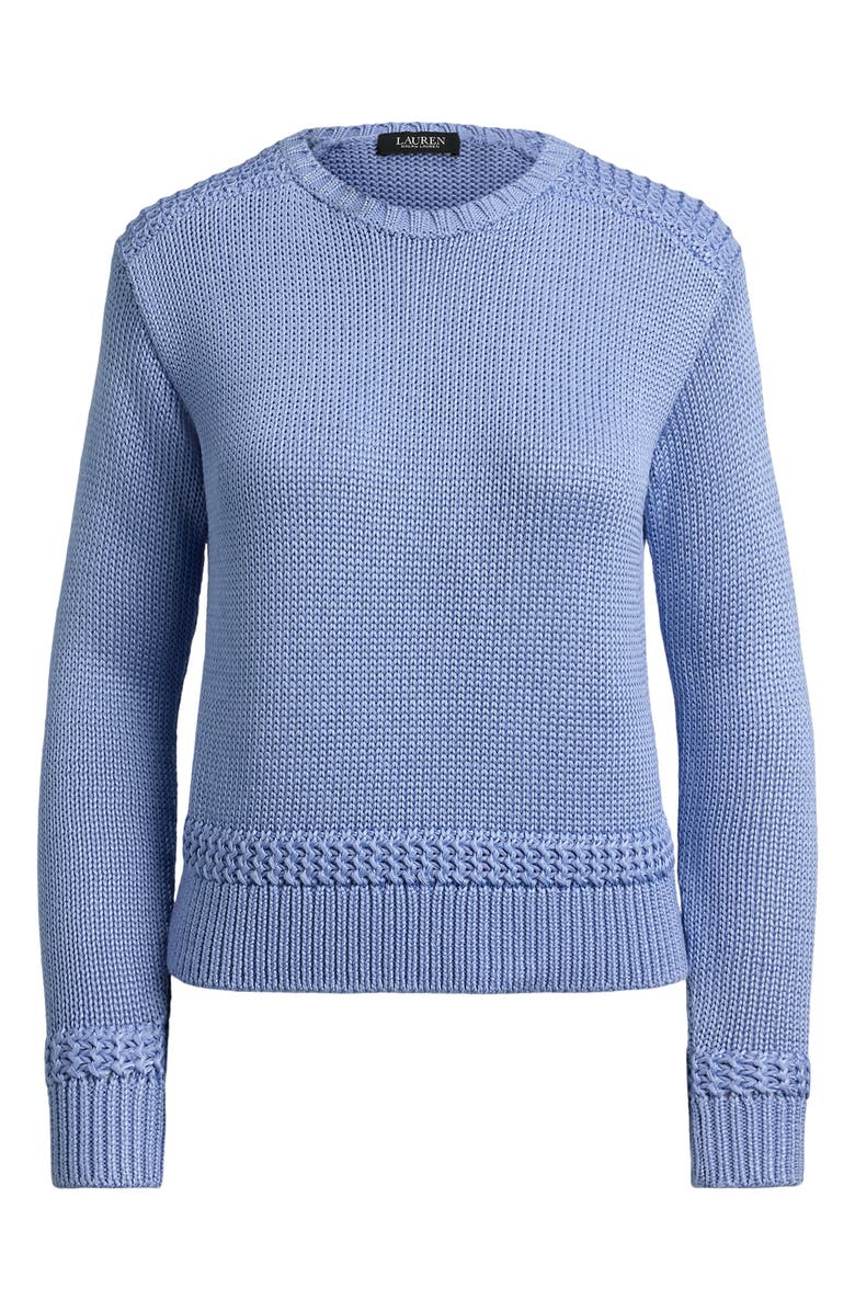 Lauren Ralph Lauren Mixed Stitch Cotton Blend Sweater, Alternate, color, Banker Blue