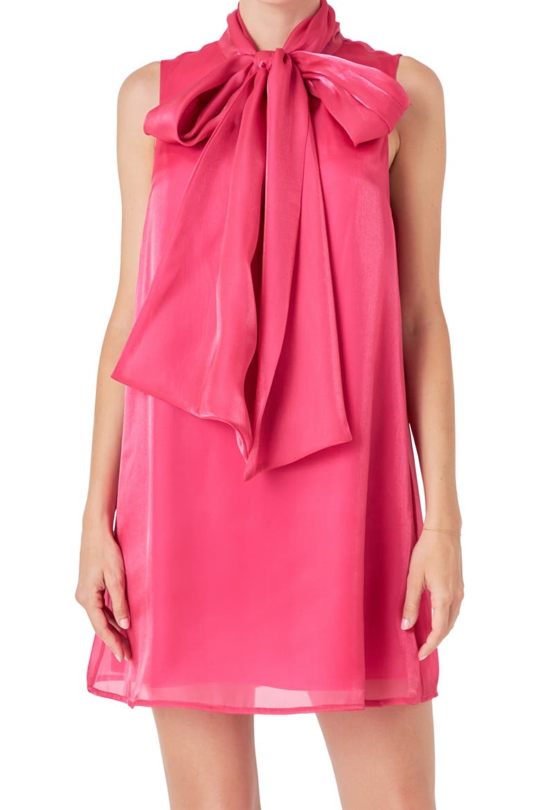 organza bow neck mini dress Organza Bow-Neck Mini Dress